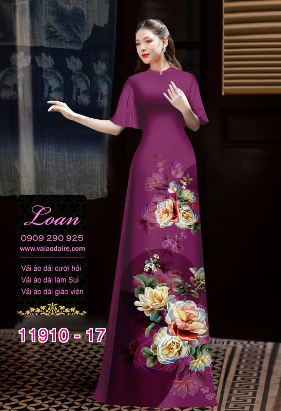 Vải áo dài hình in hoa 3D