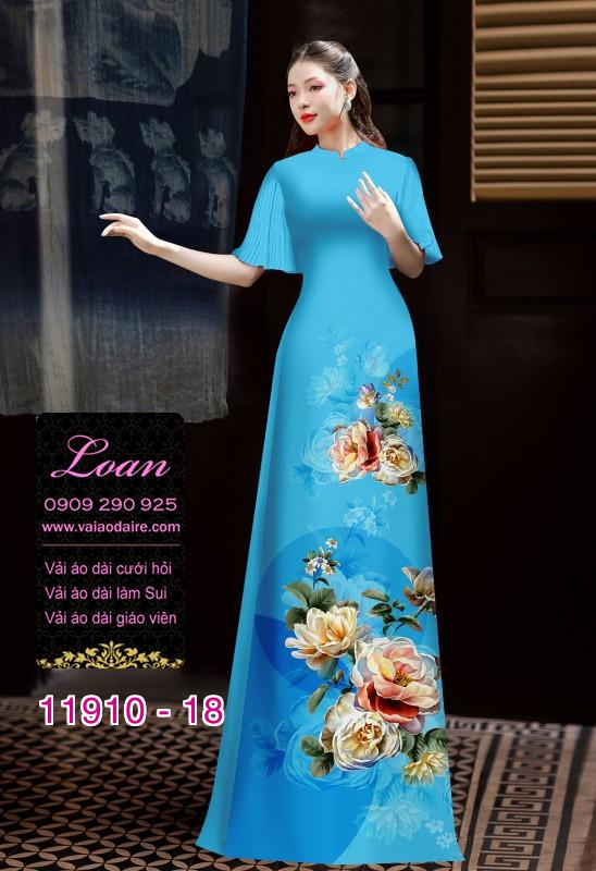 Vải áo dài hình in hoa 3D