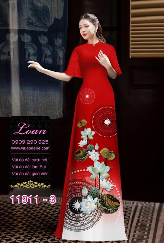 Vải áo dài hình in hoa 3D