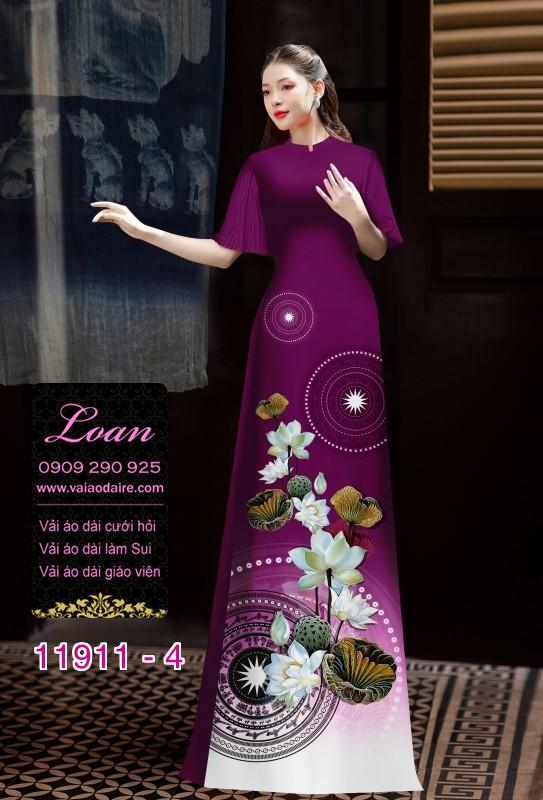 Vải áo dài hình in hoa 3D