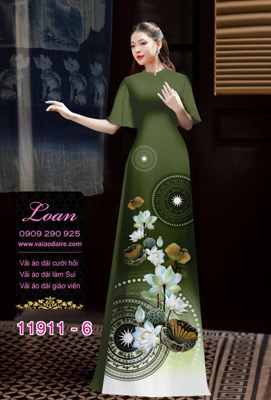 Vải áo dài hình in hoa 3D