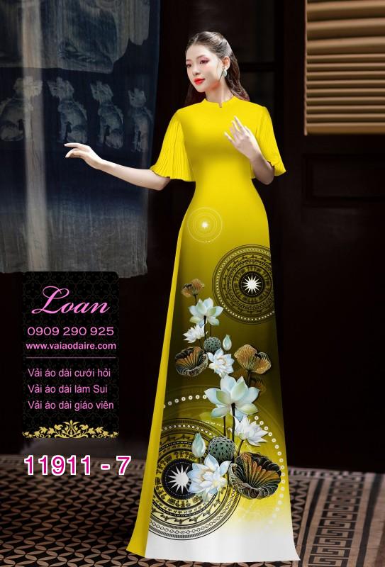 Vải áo dài hình in hoa 3D