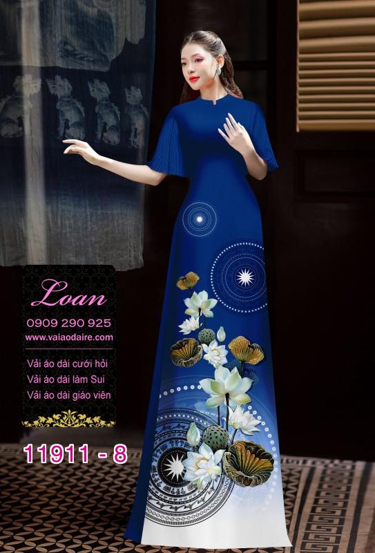Vải áo dài hình in hoa 3D