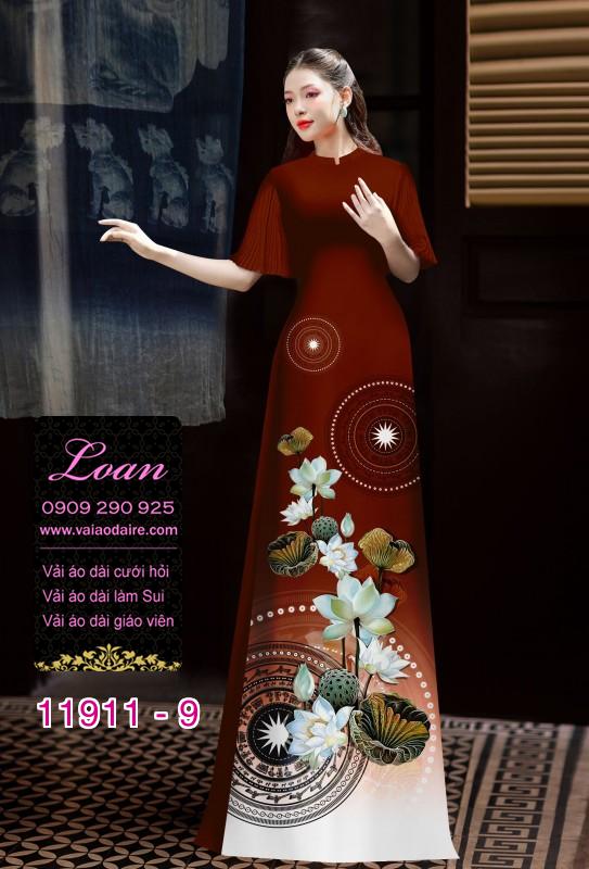 Vải áo dài hình in hoa 3D