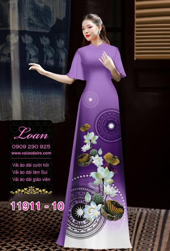 Vải áo dài hình in hoa 3D