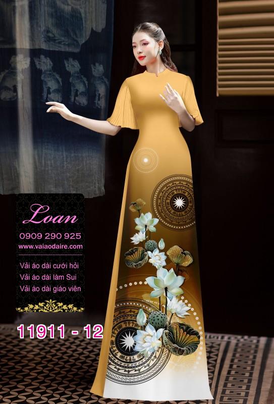 Vải áo dài hình in hoa 3D
