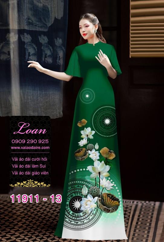 Vải áo dài hình in hoa 3D