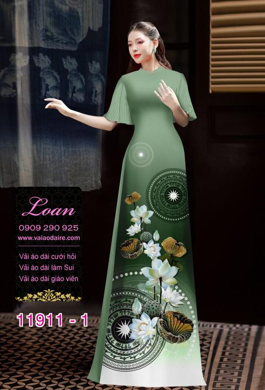 Vải áo dài hình in hoa 3D