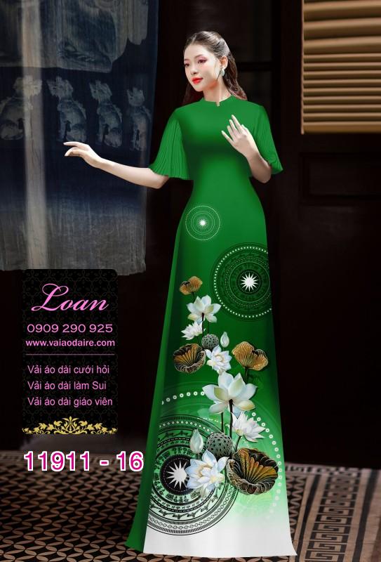 Vải áo dài hình in hoa 3D