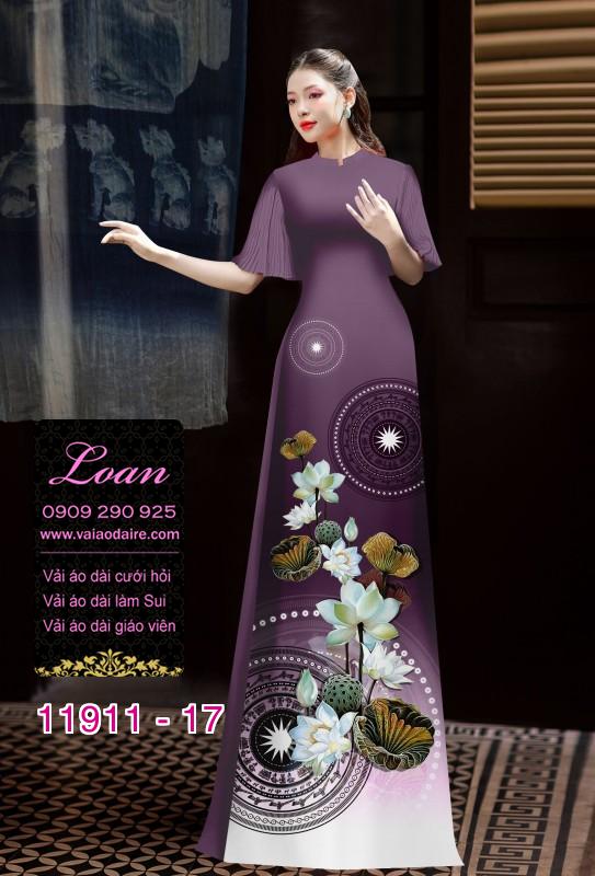 Vải áo dài hình in hoa 3D