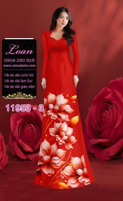 Vải áo dài hoa in 3D-11953
