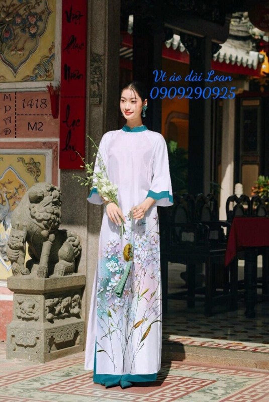 Vải áo dài hoa in 3D