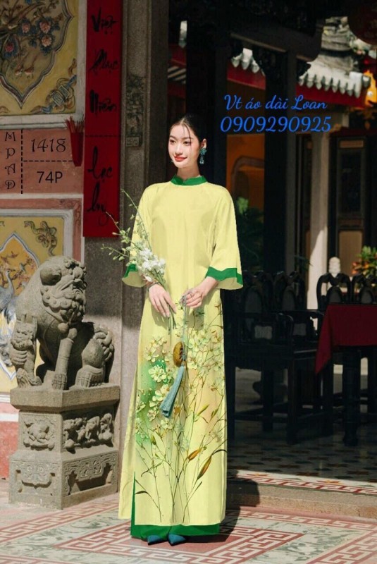 Vải áo dài hoa in 3D