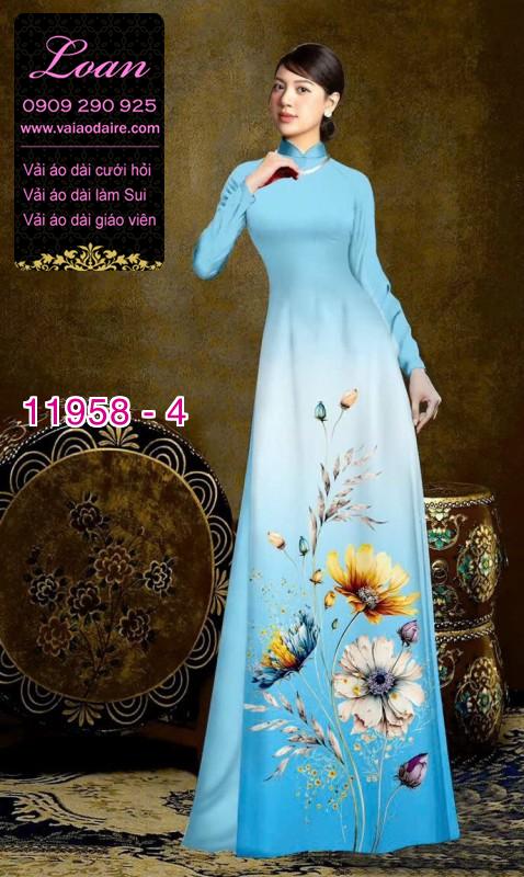 Vải áo dài hoa in 3D