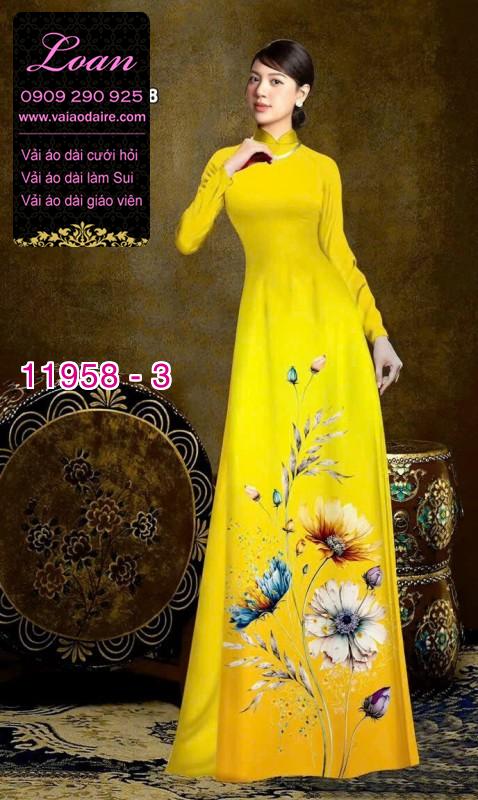 Vải áo dài hoa in 3D