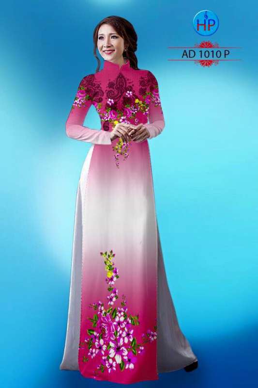 Vải áo dài hoa trên dưới