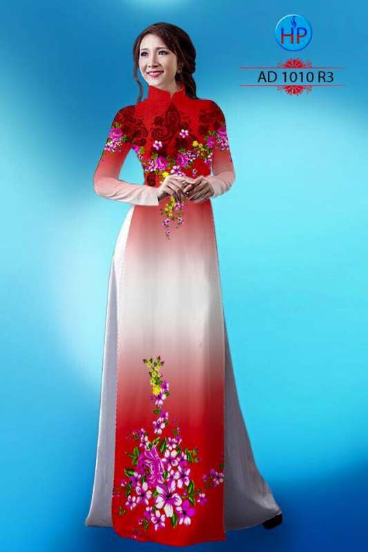 Vải áo dài hoa trên dưới