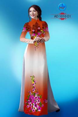 Vải áo dài hoa trên dưới-DT 1197