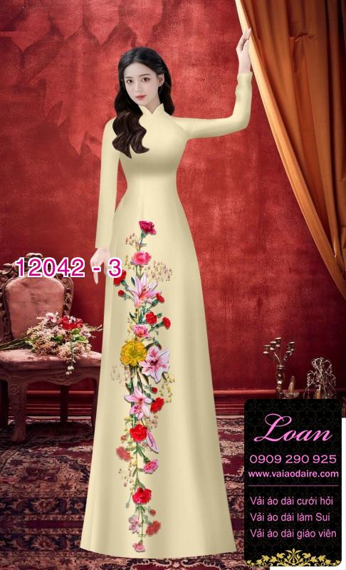 Vải áo dài in hoa 3D