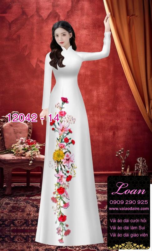 Vải áo dài in hoa 3D