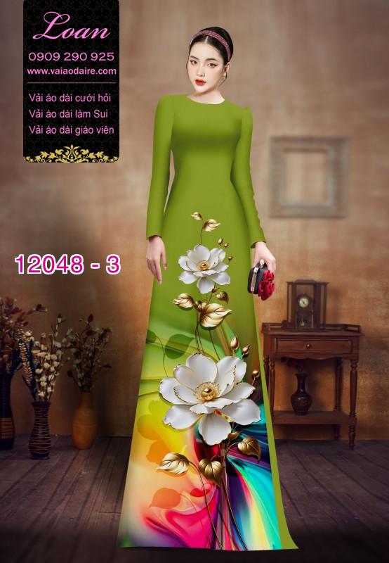 Vải áo dài in hoa 3D