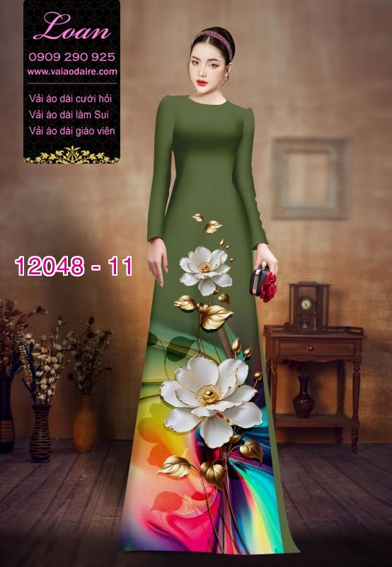 Vải áo dài in hoa 3D