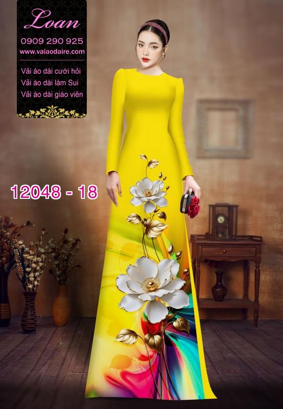 Vải áo dài in hoa 3D