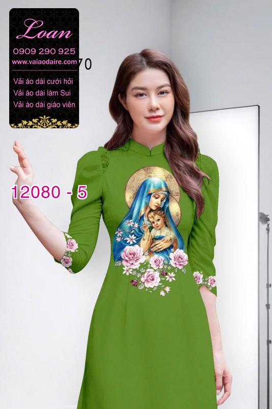 Vải áo dài hình đức mẹ