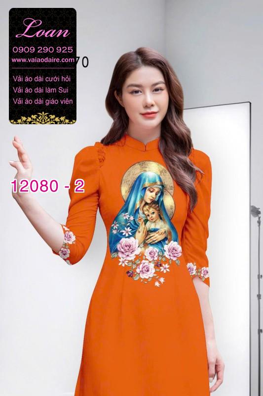 Vải áo dài hình đức mẹ