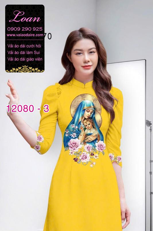 Vải áo dài hình đức mẹ