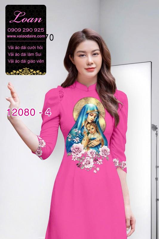 Vải áo dài hình đức mẹ