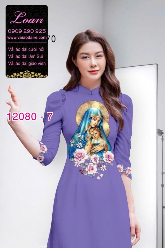 Vải áo dài hình đức mẹ