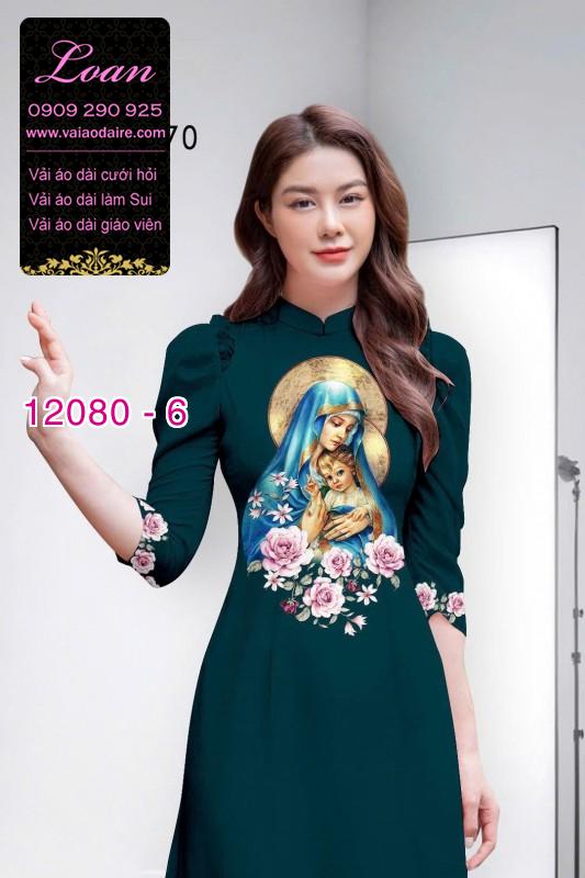 Vải áo dài hình đức mẹ
