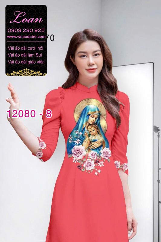 Vải áo dài hình đức mẹ
