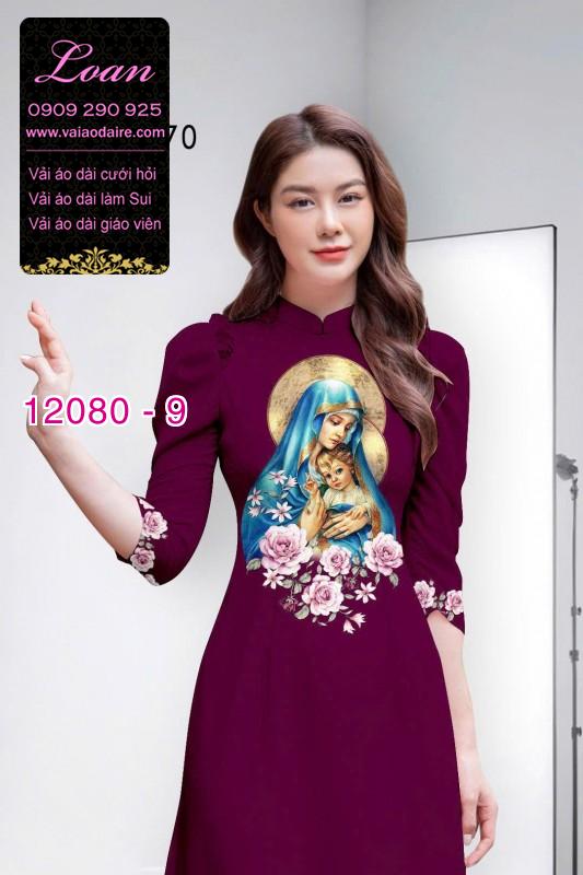 Vải áo dài hình đức mẹ