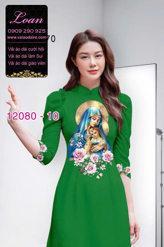 Vải áo dài hình đức mẹ