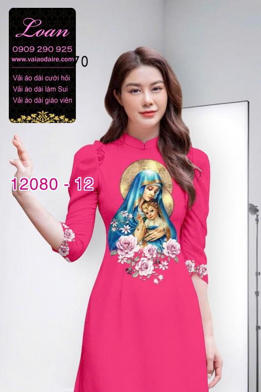 Vải áo dài hình đức mẹ