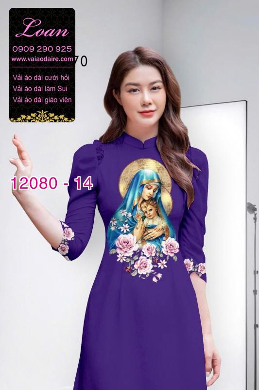 Vải áo dài hình đức mẹ