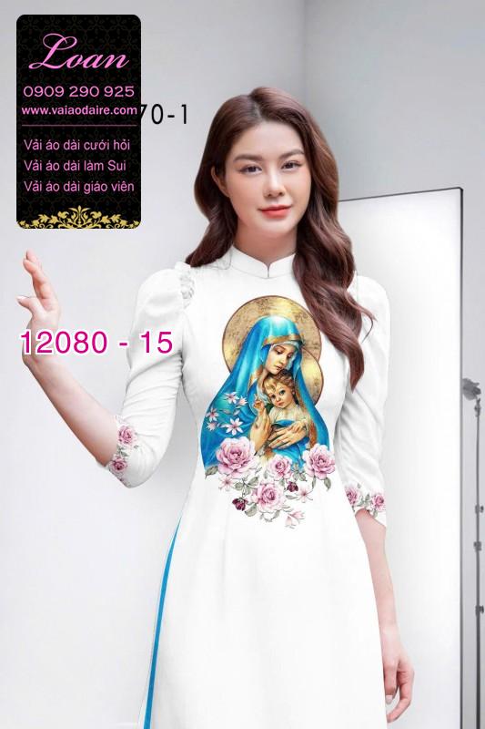 Vải áo dài hình đức mẹ