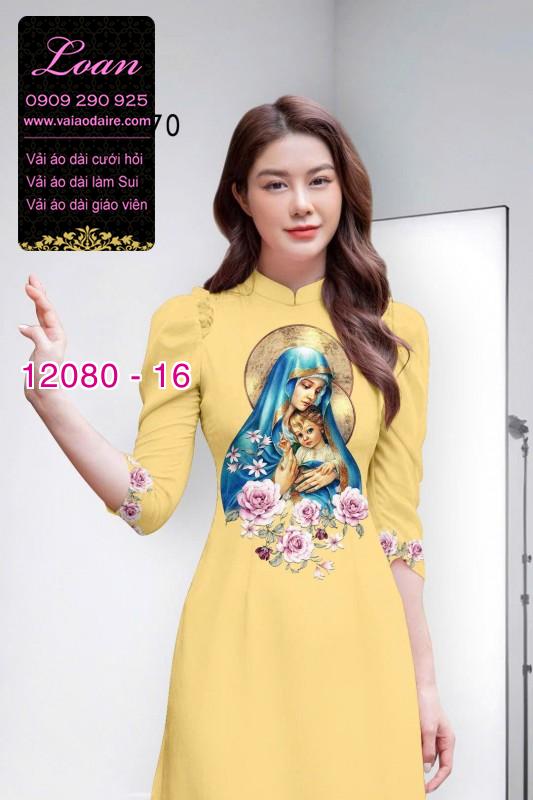 Vải áo dài hình đức mẹ