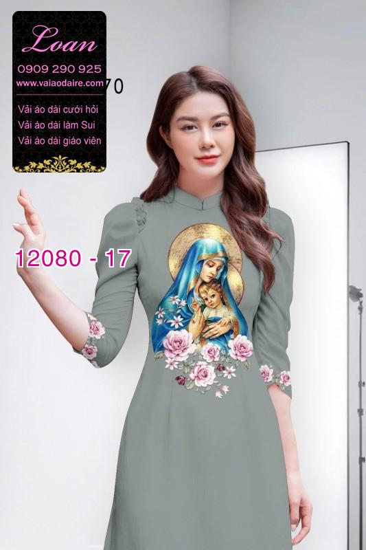 Vải áo dài hình đức mẹ