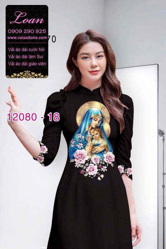 Vải áo dài hình đức mẹ