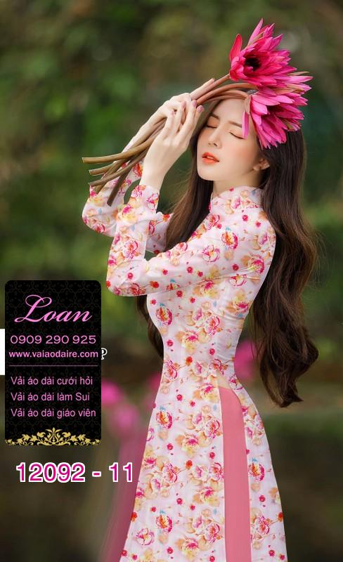 Vải áo dài hoa nhí in 3D Vải áo dài hoa nhí in 3D