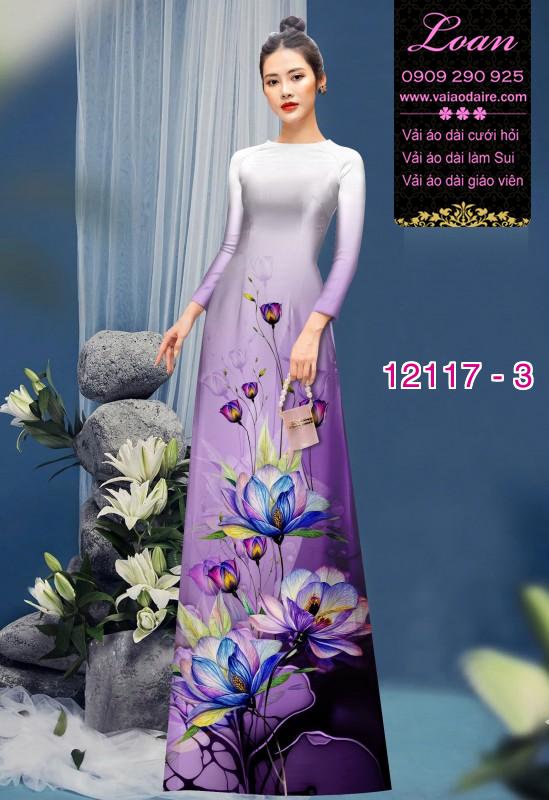 Vải áo dài hoa in 3D Vải áo dài hoa in 3D
