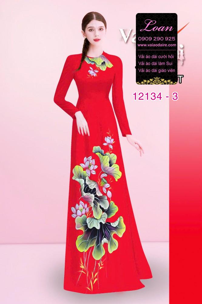 Vải áo dài hoa sen in 3D