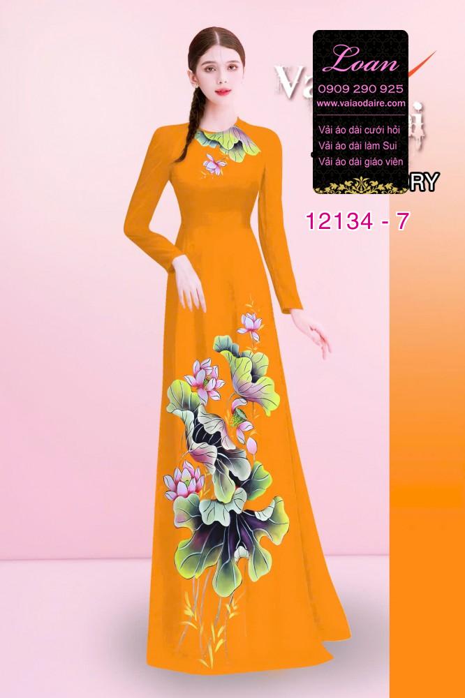 Vải áo dài hoa sen in 3D