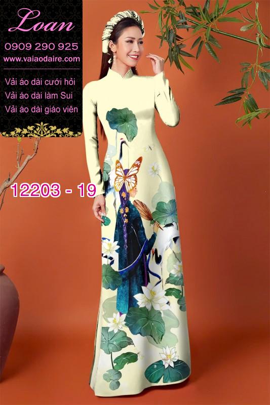 Vải áo dài in hình thiếu nữ