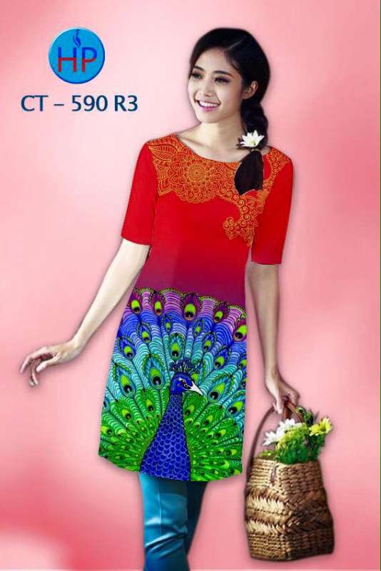 Vải áo dài cách tân chim Công Vải áo dài cách tân chim Công