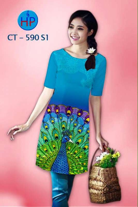 Vải áo dài cách tân chim Công Vải áo dài cách tân chim Công