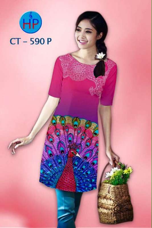 Vải áo dài cách tân chim Công Vải áo dài cách tân chim Công